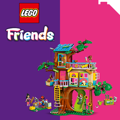 LEGO® Friends: színes lombház szett minifigurákkal és kiegészítőkkel, amely kreatív és szórakoztató kalandokat kínál a gyerekeknek.