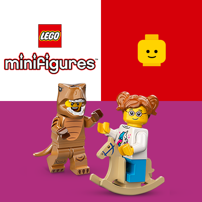 LEGO® Minifigurák: egyedi minifigurák dinoszaurusz jelmezben és hintalovon, tökéletes kreatív történetmeséléshez és gyűjtéshez minden korosztálynak.