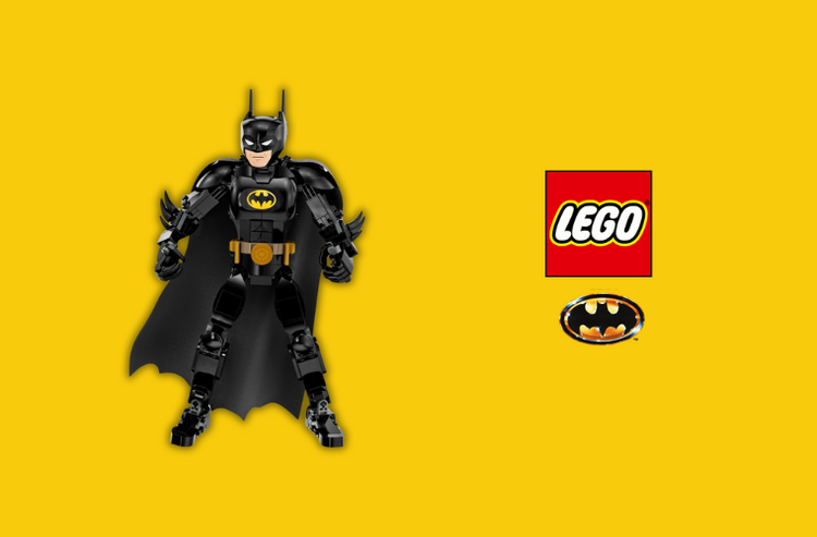 Ezen a képen egy LEGOból kirakott Batman figura található