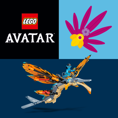 LEGO® Avatar készlet: színes banshee figura Na’vi karakterrel, az Avatar világának ikonikus repülő lényeinek újraalkotásához