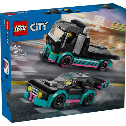 LEGO City Versenyautó és autószállító teherautó 60406