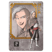 A Colt Express Big Box egyik új karaktere, Silk portrékártyája: szürke háttér, stílusos grafika a szereplőről, modern és merész western megjelenéssel.