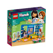 LEGO Friends 41739 Liann’s Room – hivatalos dobozkép, amely bemutatja a 204 darabos készletet, 6 éves kortól ajánlva. A doboz bal oldalán Liann és Autumn portréi láthatók, a középen elhelyezett játékjelenet festéssel, bútorokkal és kisállattal díszített szoba belsőt mutat.