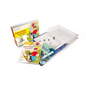 Răspundel Istetul – Intru în joc, învăț pe loc tartalma – A csomag kibontva, benne az interaktív könyv, a használati útmutató és az elektronikus Albi toll helye.