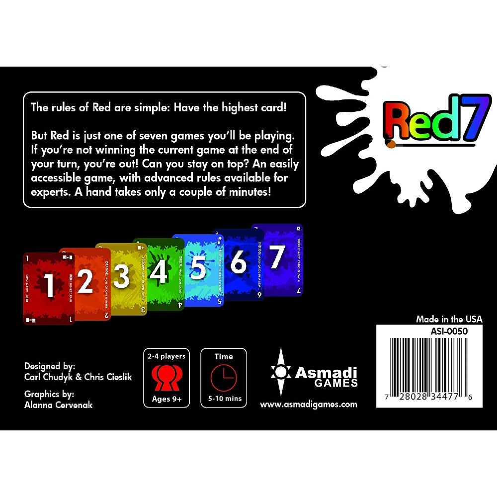 Red7 - Angol nyelvű kártyjajáték Doboz háta