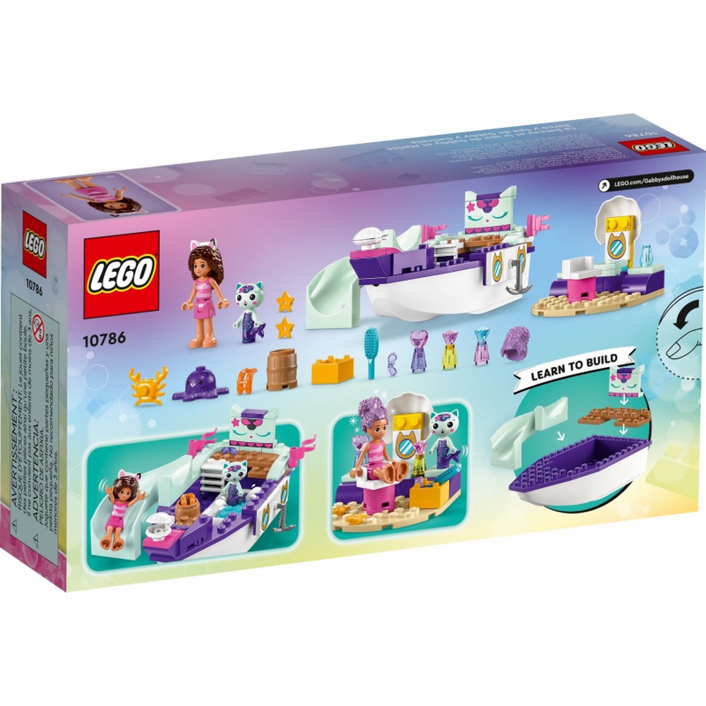 LEGO Gabby s Dollhouse Gabi és Szirénke hajója és szépségszalonja 10786 doboz hata
