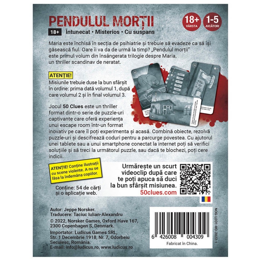 50 Clues Pendulul Mortii román nyelvű társasjáték