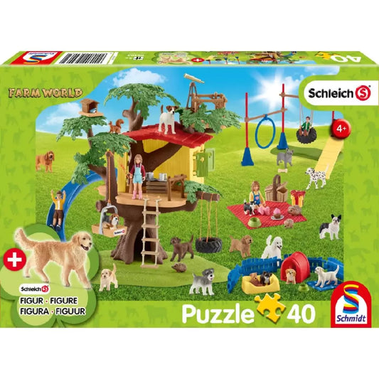 Puzzle Schmidt: Farm World, 40 darabos ajándék kutya figurával Dobozkép