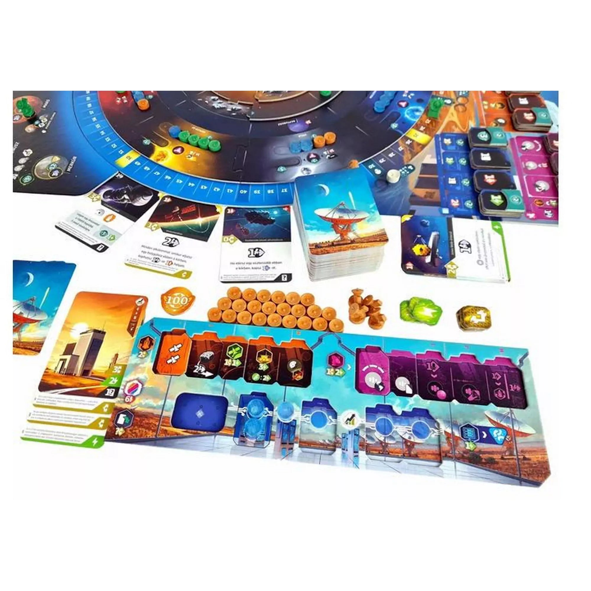 SETI – Kutatás a földön kívüli élet után társasjáték részletes játékos táblával és kártyákkal