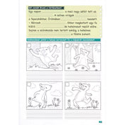A Tanoda! Gyakorlófeladatok másodikosoknak 1. egyik oldala, Brumi történetének folytatásával, kiegészítős mondatokkal és képes sorrendfeladattal.