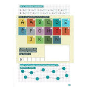 A Tanoda! Gyakorlófeladatok másodikosoknak 1. egyik matematikai oldala szorzásokkal, betűkirakóval és számsorozat követésével.