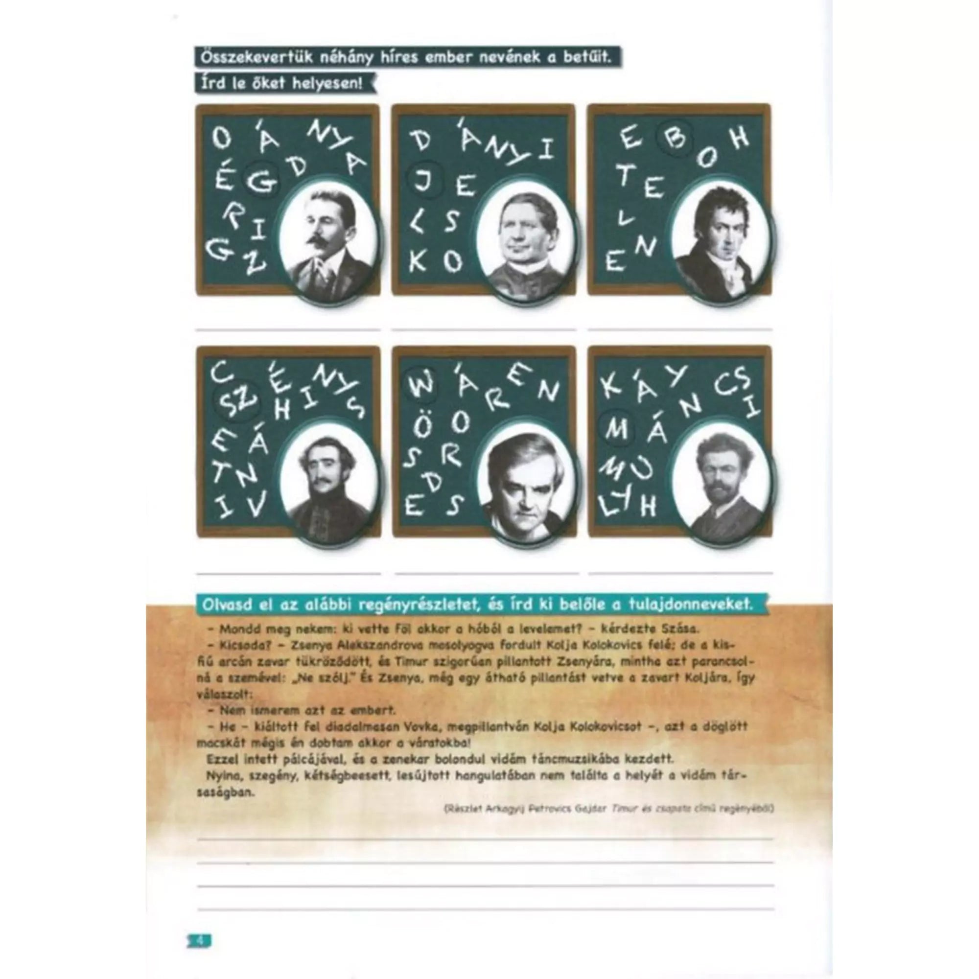 Magyar nyelvi feladatlap szótagolással és betűkirakással – részlet a Tanoda! Gyakorlófeladatok másodikosoknak 2. munkafüzetből.