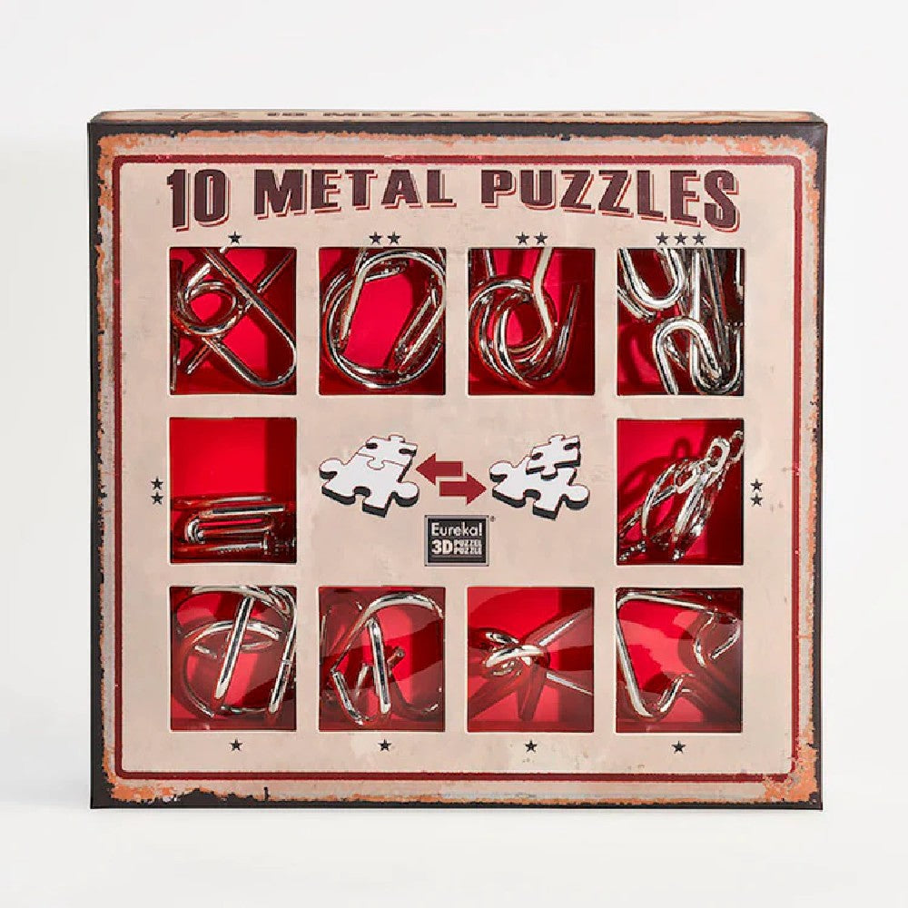10 Metal Puzzle Set - piros Ördöglakat
