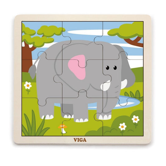 9 darabos fa puzzle - elefánt