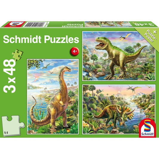 Puzzle: Dinoszauruszok kalandjai (3x48 darabos)