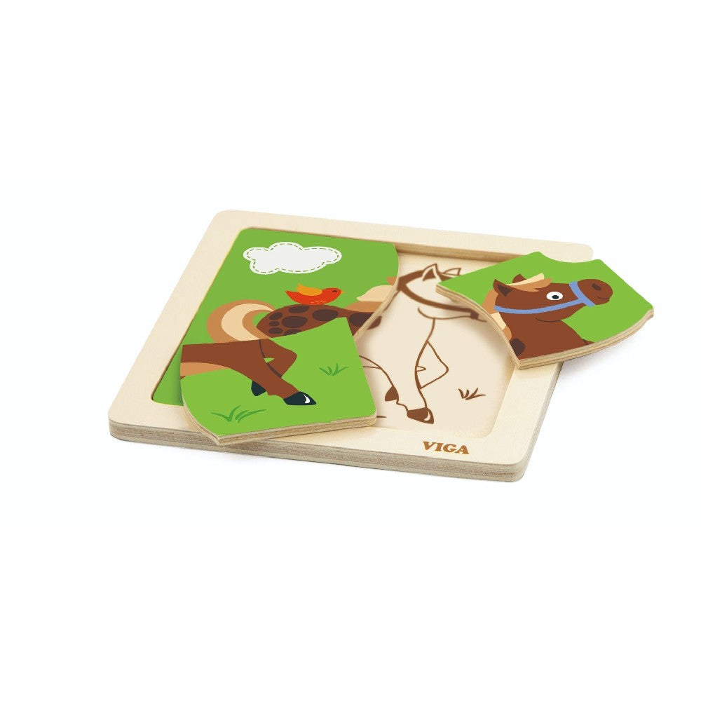 Fa 4 darabos kirakó puzzle Ló, Viga