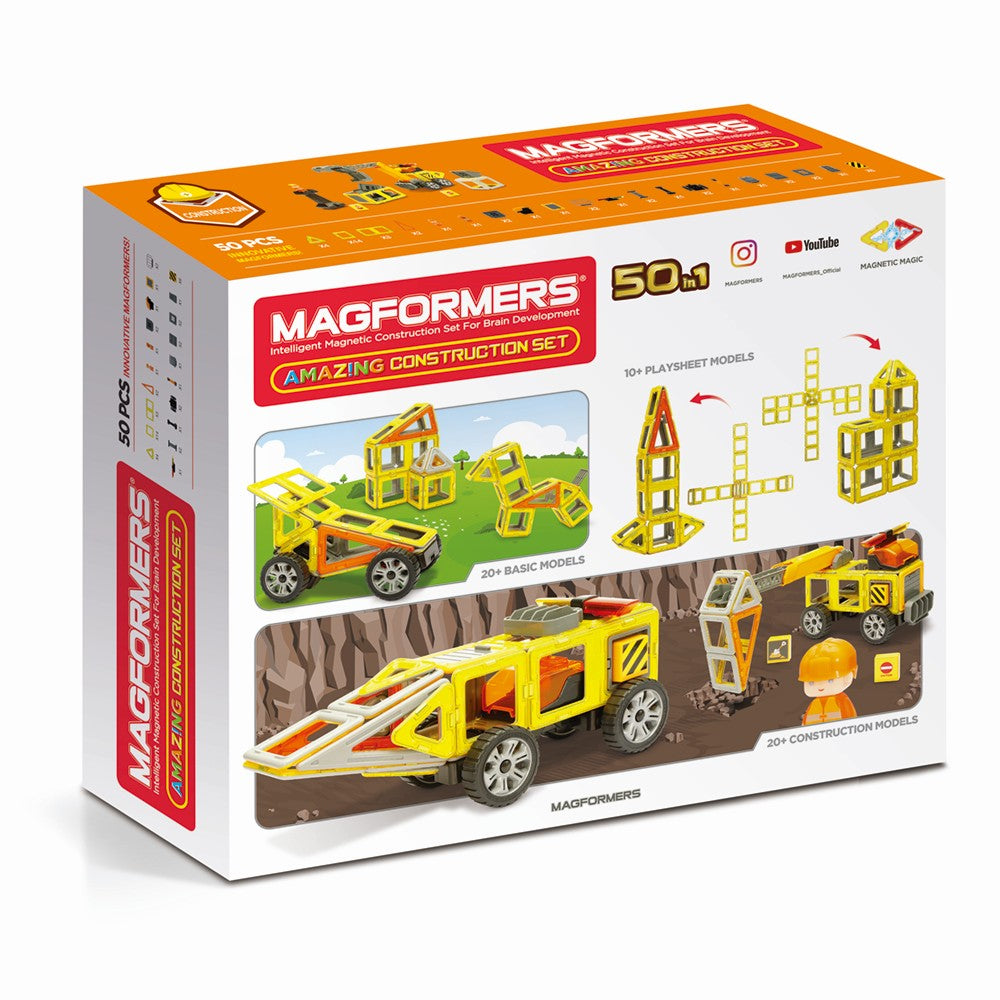 Magformers Amazing Construction Set - Építőipari felszerelés, 50 darabos készlet