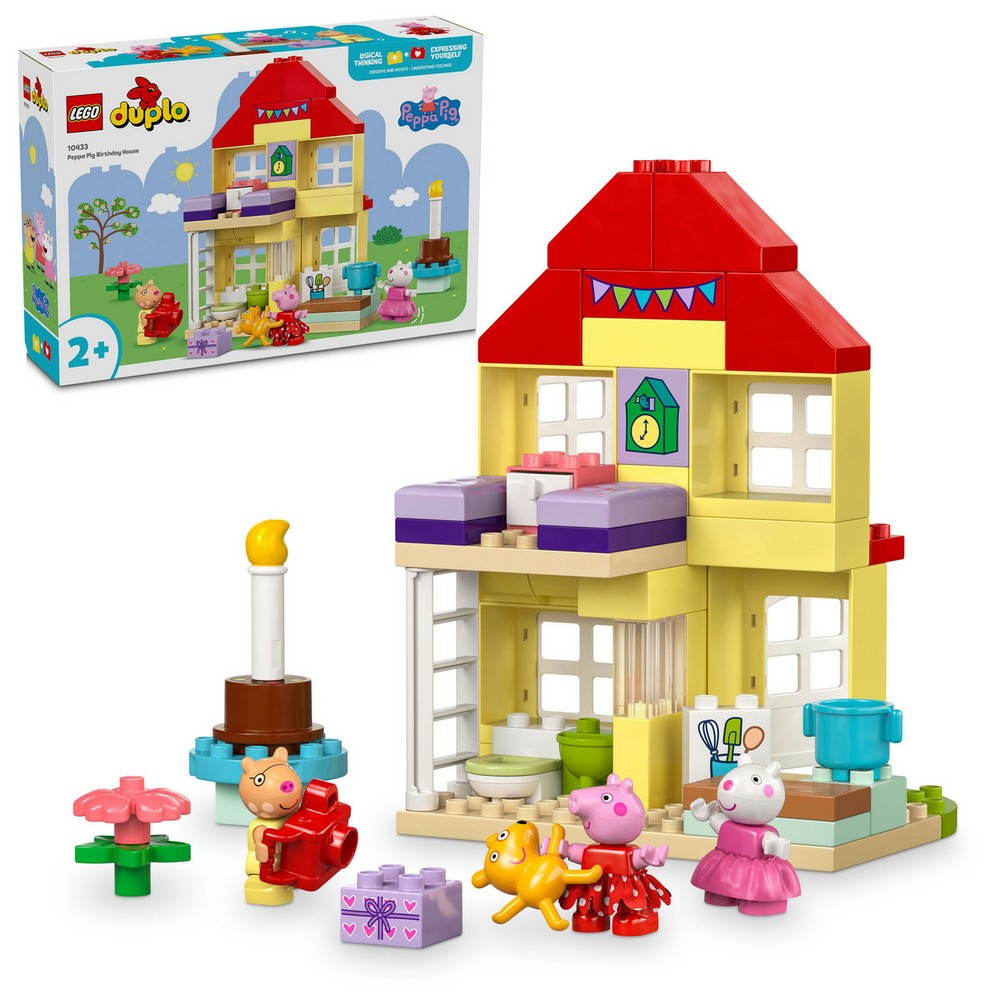 LEGO DUPLO Peppa malac születésnapi háza 10433 doboz es annak tartalma