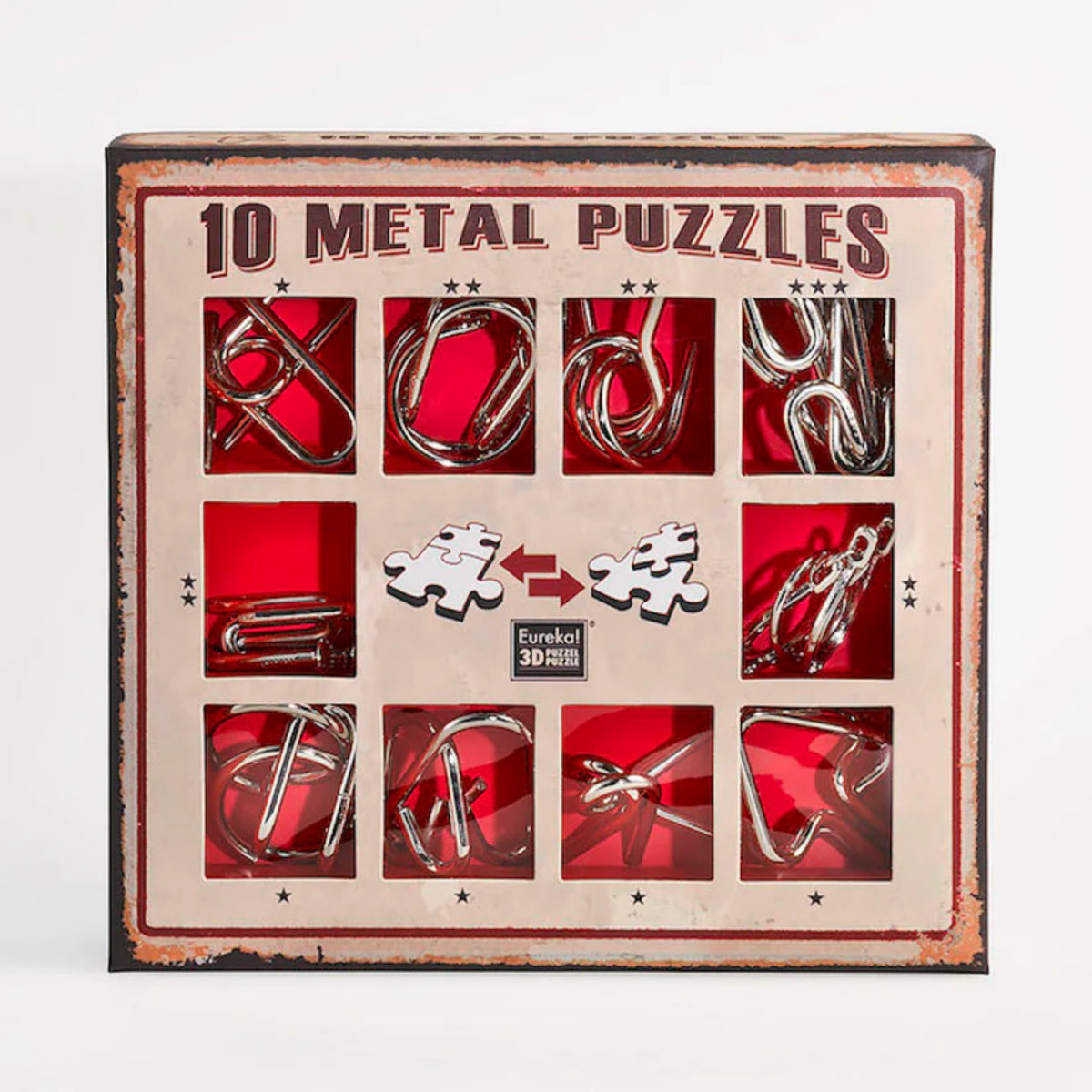 10 Metal Puzzle Set - piros Ördöglakat
