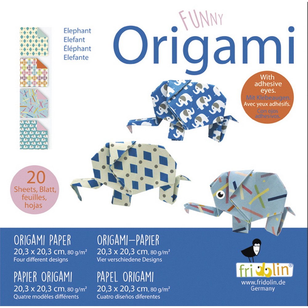 Fridolin vicces Origami - Elefánt - csomgaloas elolapja