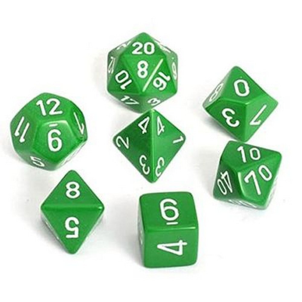 Chessex Green/White Opaque Polyhedral 7-Die Set chx25405