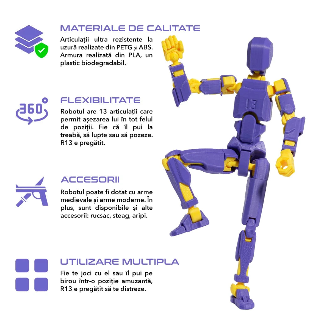 3D Robotfigura R13 - Lila-Sárga