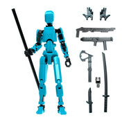 3D Robotfigura R13: Türkiz – A figura és tartozékai: különböző fegyverek és cserélhető kezek.