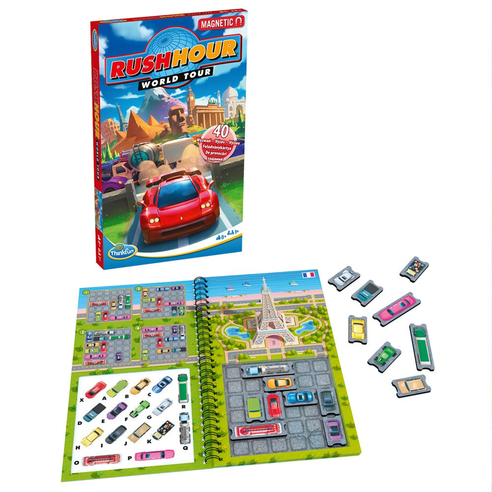 Thinkfun - Rush Hour World Tour, joc de logica magnetic, lb.romana  - román nyelvű társasjáték