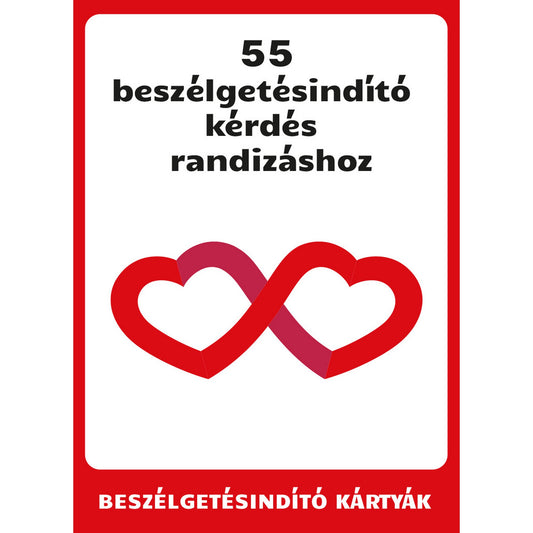 55 beszélgetésindító kérdés randizáshoz kártyajáték doboza és példakérdés kártyája randizáshoz.