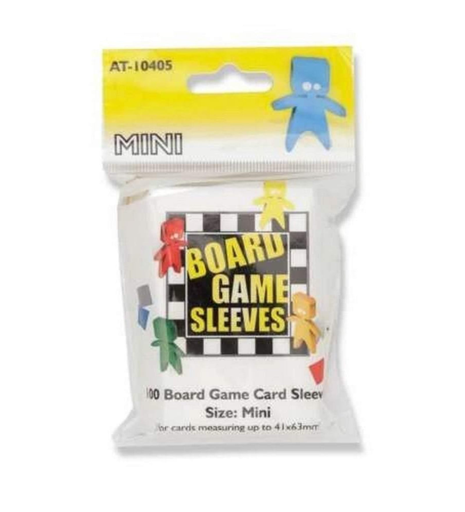 Board Game Sleeves MINI (AT-10405) kártyavédő csomagolás, 100 darab mini méretű (41x63 mm) átlátszó védőtasakkal társasjáték kártyákhoz.