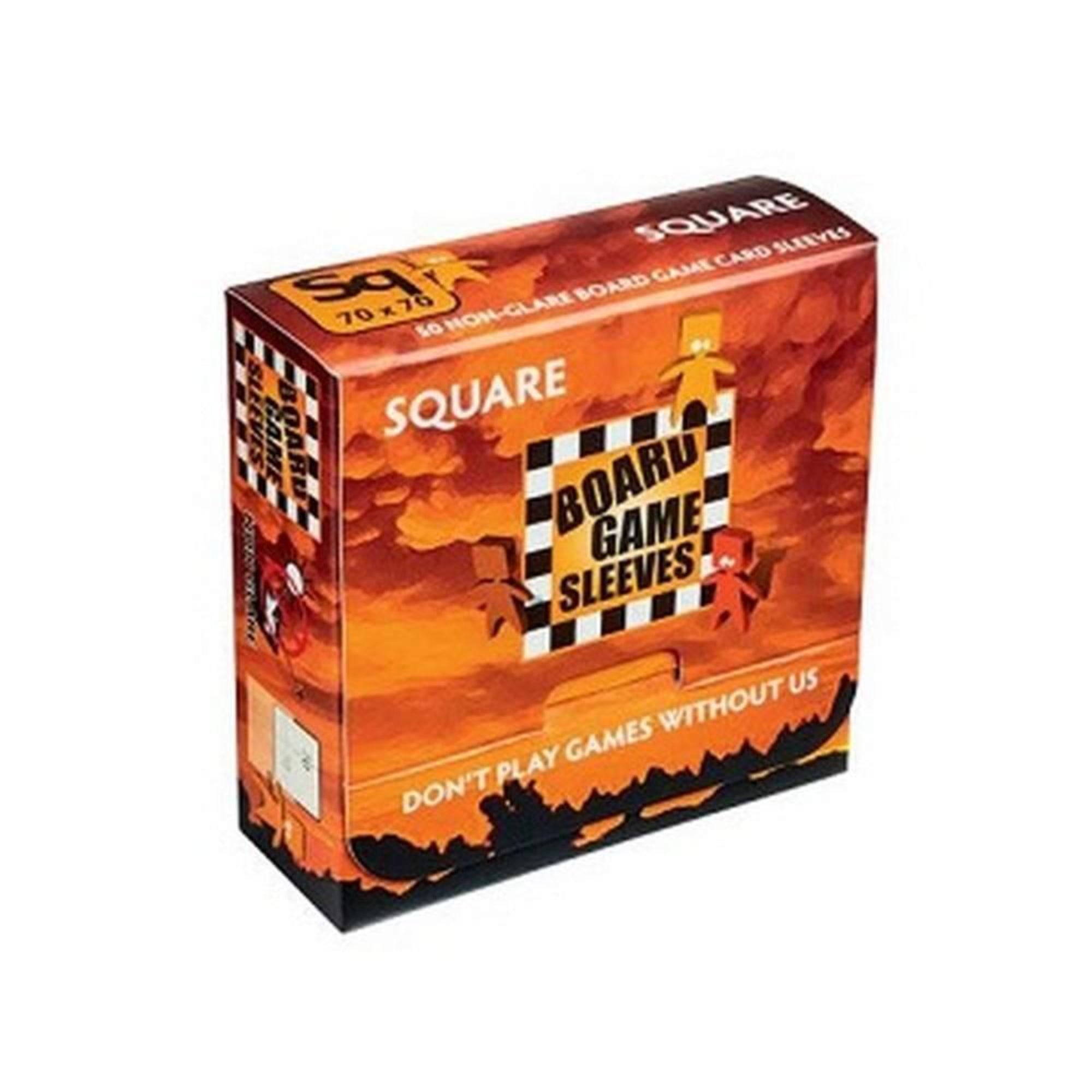 Board Game Sleeves Square 70x70 mm kártyavédő doboz (50 db) – strapabíró, tiszta fólia négyzet méretű társasjáték kártyákhoz.