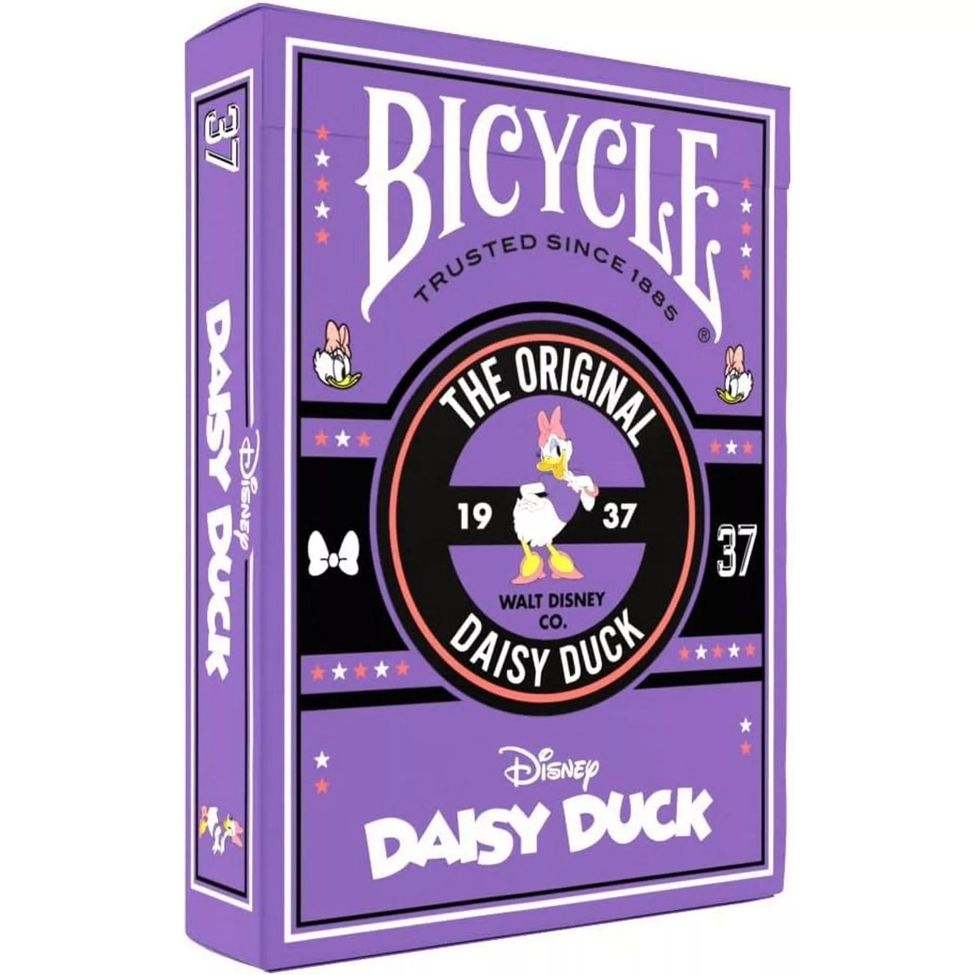 A Bicycle Disney Daisy Duck kártyapakli dobozának előlapja lila alapon, középen Daisy kacsával és a „The Original Daisy Duck 1937” felirattal.