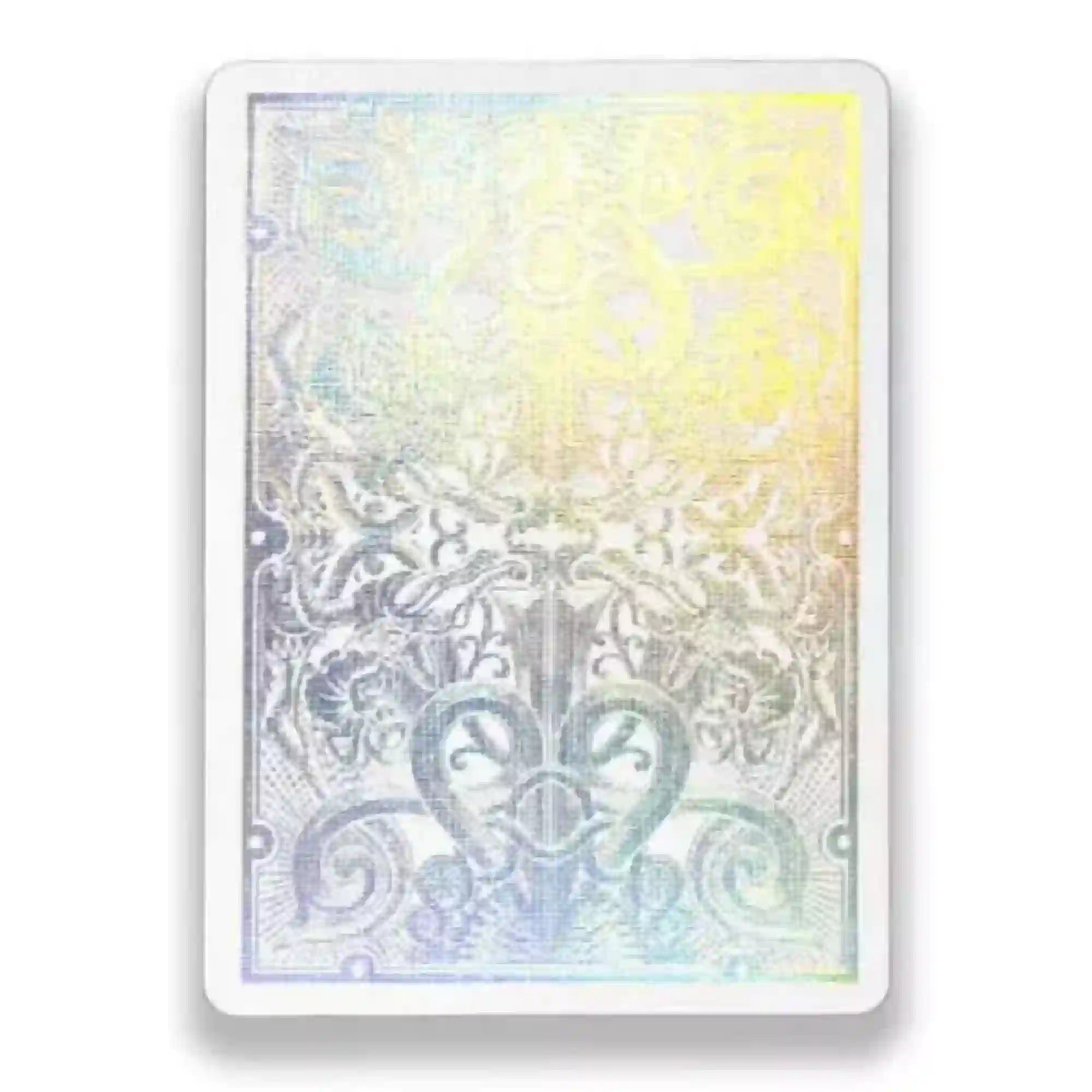 Gatorbacks holographic edition játékkártya hátoldala, finom részletű, holografikus díszítéssel és szimmetrikus mintázattal.
