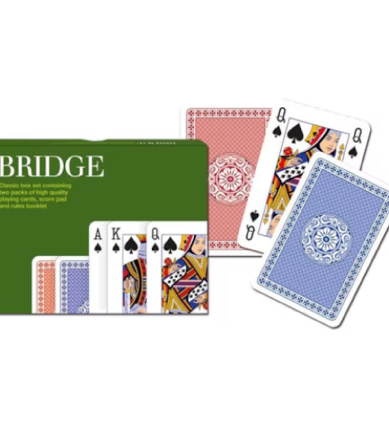 Bridge kártya 2x55-ös készlet klasszikus francia kártyalapokkal, elegáns hátoldali mintázattal és díszdobozos kivitelben.