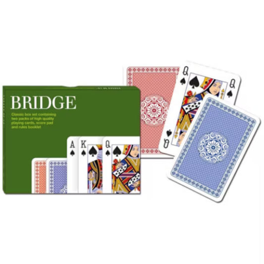 Bridge kártya 2x55-ös készlet klasszikus francia kártyalapokkal, elegáns hátoldali mintázattal és díszdobozos kivitelben.