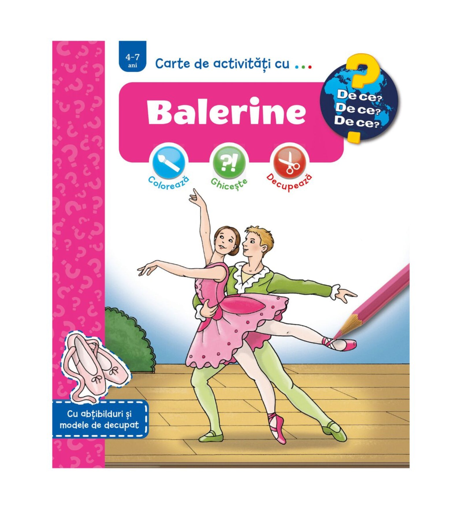 Balerine – gyerekkönyv borító, amelyen egy balerina és egy balett-táncos fiú elegáns pózban táncolnak a színpadon.