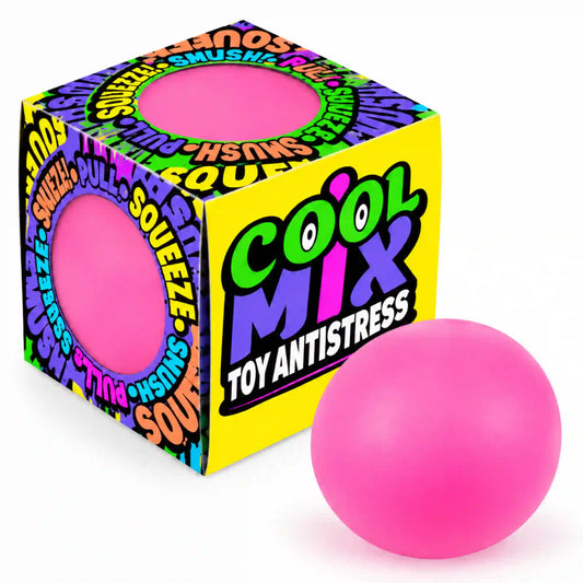 Cool Mix stresszlabda (rózsaszín) – rózsaszín stresszlabda színes Cool Mix Toy Antistress dobozával.