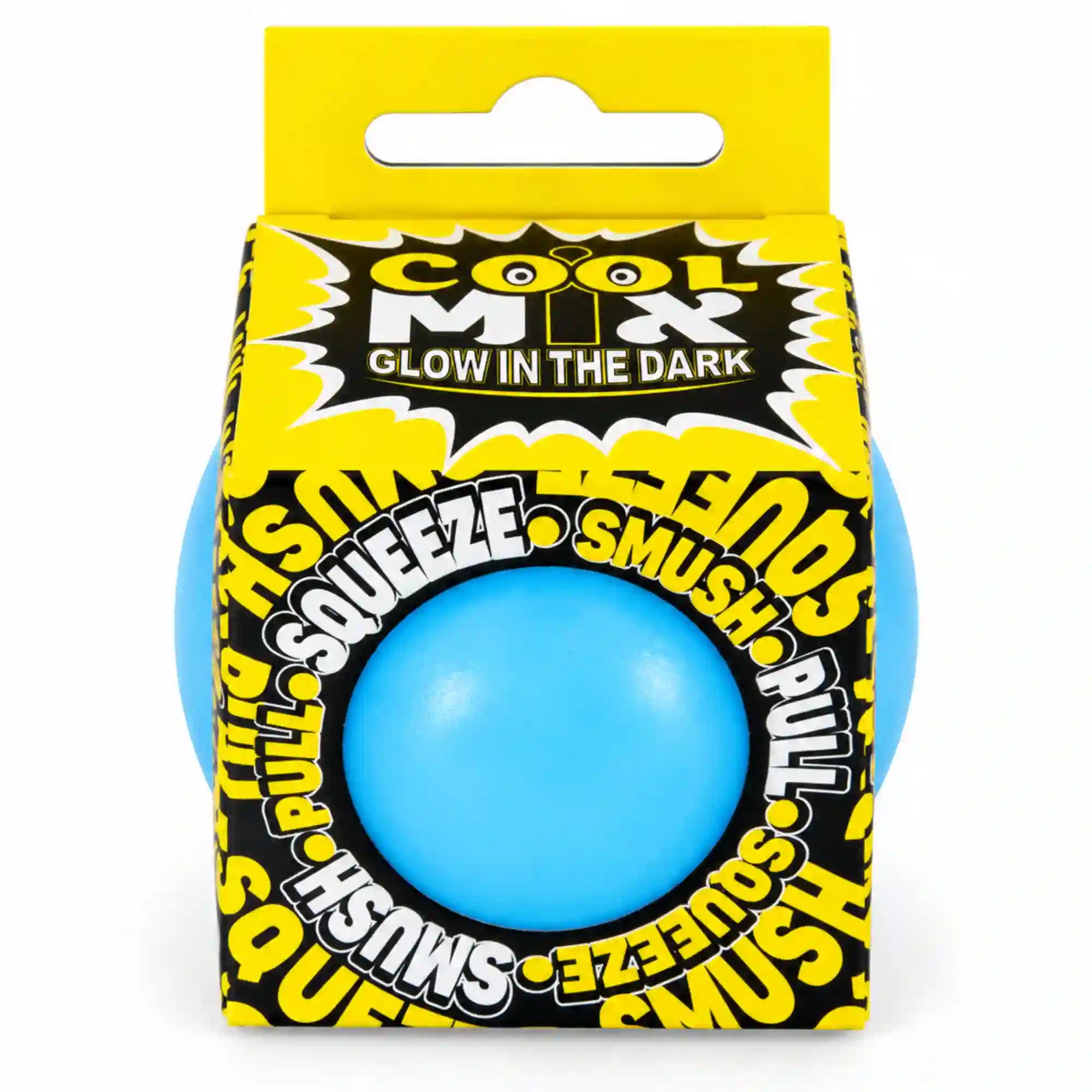 Cool Mix Glow in the Dark kék világító stresszlevezető labda – sárga-fekete csomagolásban