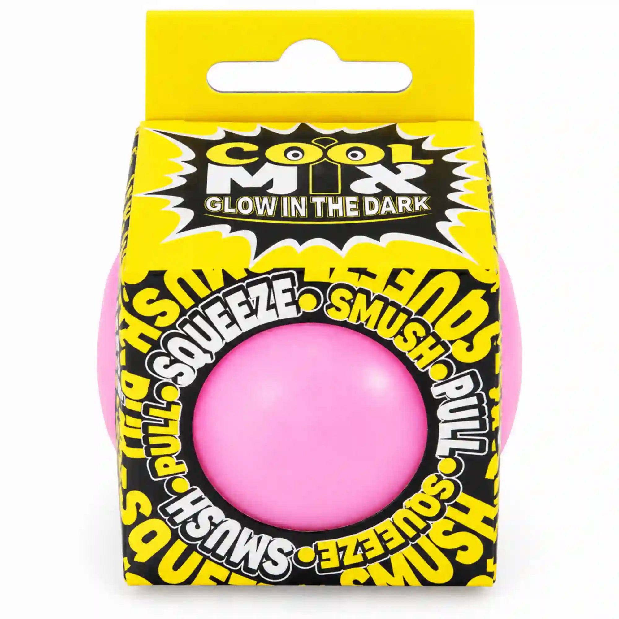 Cool Mix Glow in the Dark rózsaszín világító stresszlevezető labda – sárga-fekete csomagolásban