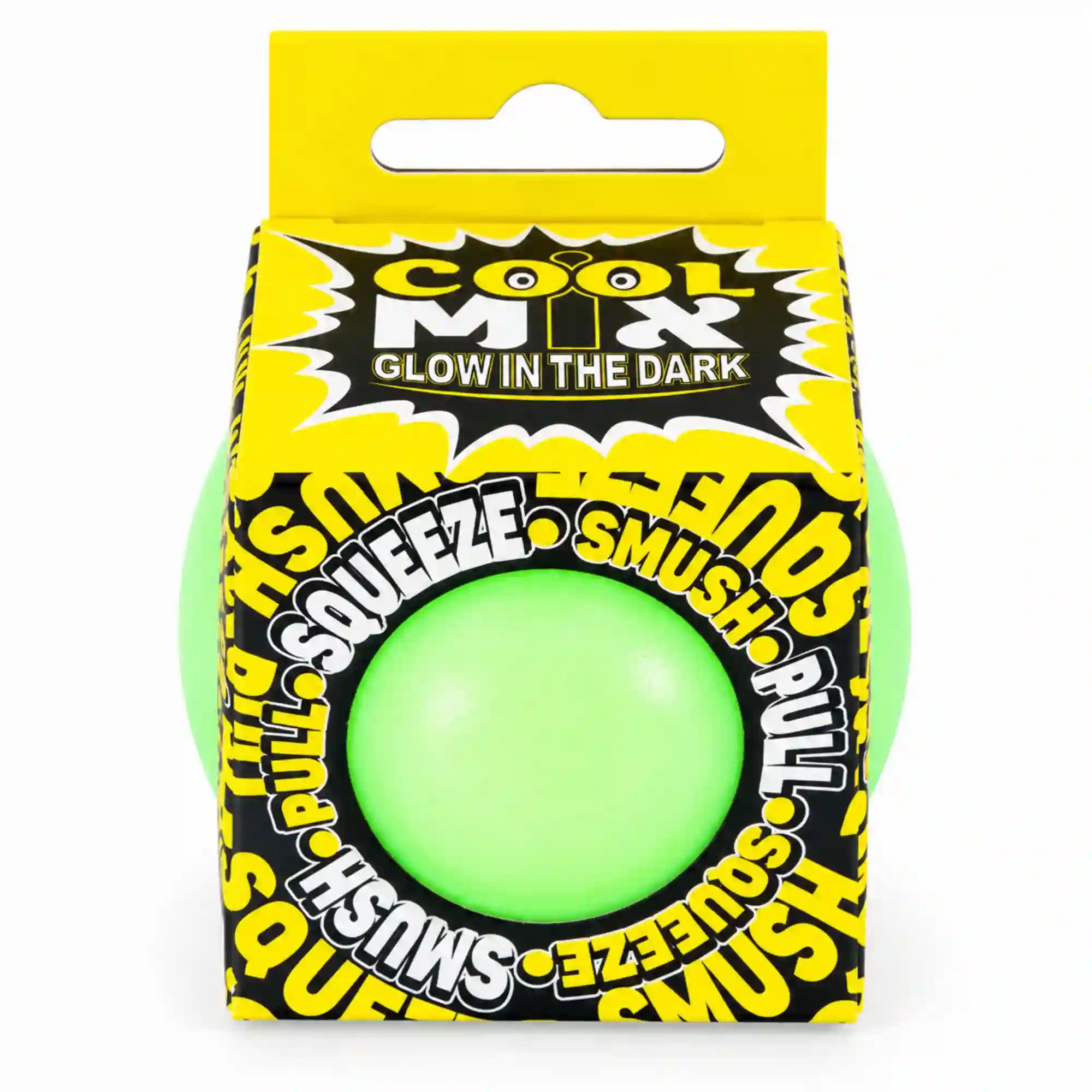 Cool Mix Glow in the Dark zöld világító stresszlevezető labda – sárga-fekete Cool Mix csomagolásban