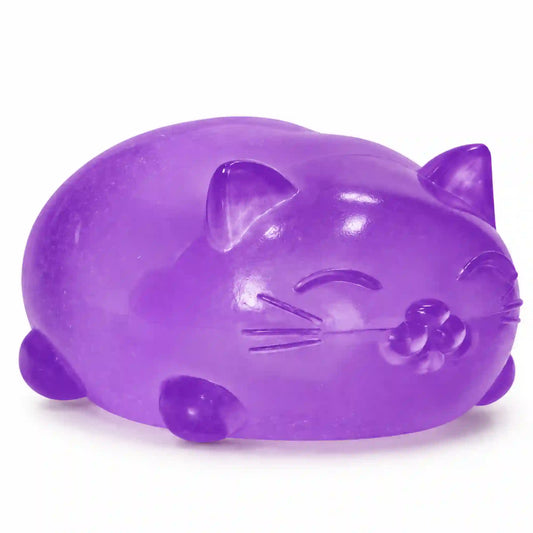 Cool Mix Super Gel lila cica stresszlevezető játék – áttetsző, puha zselés macskafigura aranyos fülekkel, bajusszal és mancsokkal