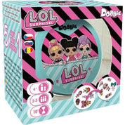 Dobble LOL Surprise! játék doboza, 5 mini játékot tartalmaz.