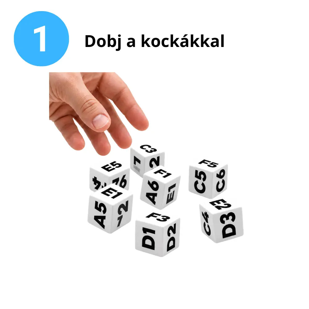 A Genius Square játék harmadik lépése: két játéktáblán színes geometriai elemek töltik ki a fa akadályok közötti szabad mezőket. Felirat: „Rakd ki a táblát!”