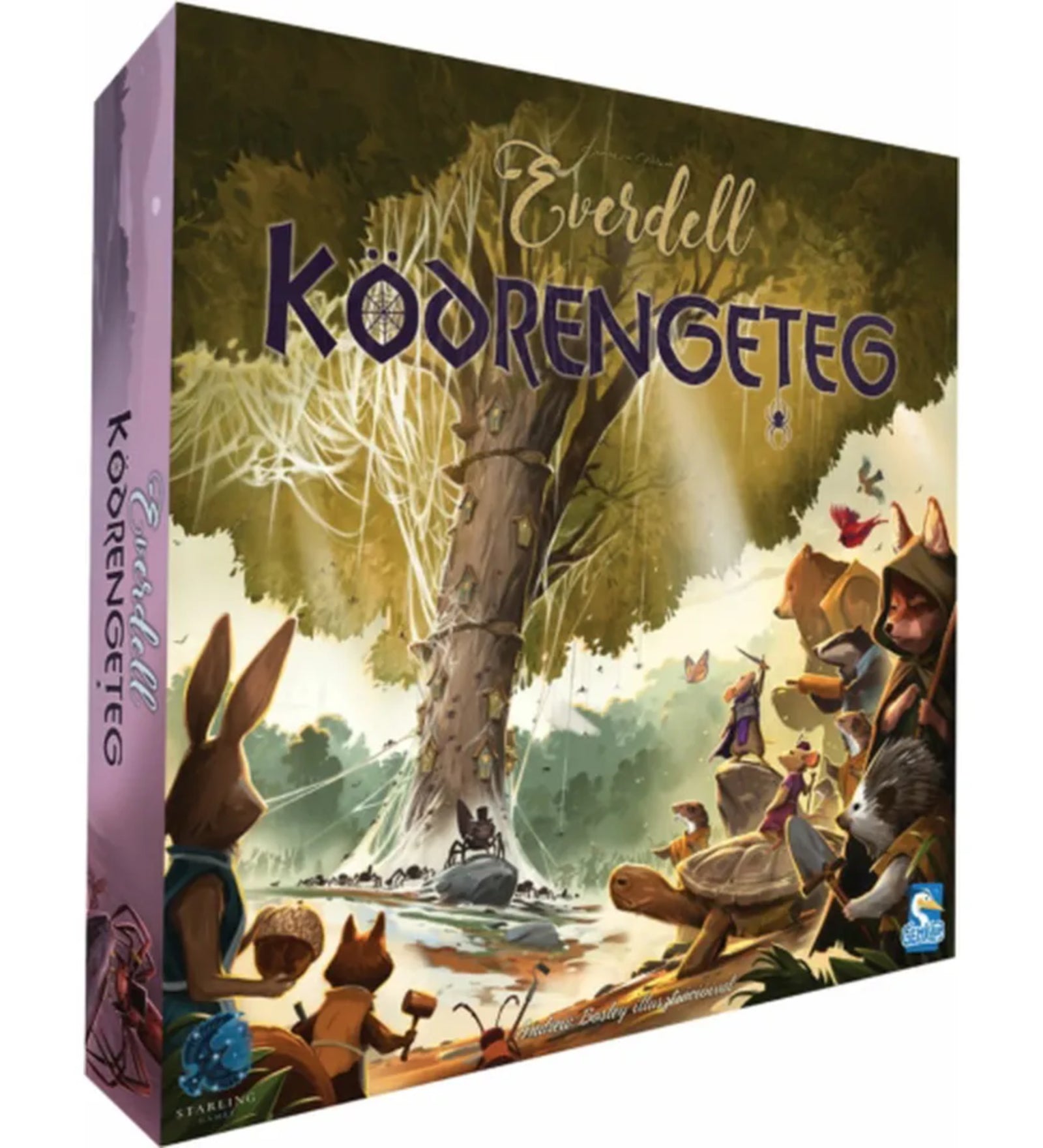 Everdell – Ködrengteg társasjáték – A játék doboza elölnézetből, misztikus erdei illusztrációval és állatszereplőkkel.