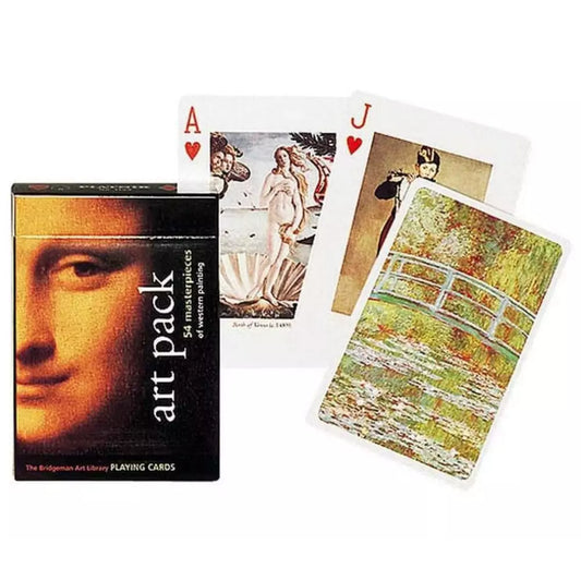 Francia kártya 1x55-ös „Art Pack” készlet dobozzal, híres klasszikus festményeket és művészeti reprodukciókat ábrázoló grafikákkal.
