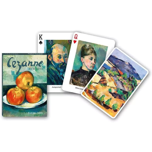 Francia kártya 1x55-ös „Cezanne” készlet dobozzal, posztimpresszionista festményeket és portrékat ábrázoló művészeti grafikákkal.