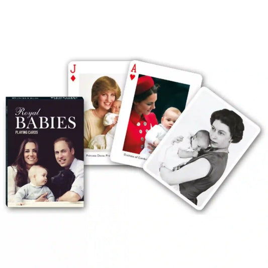 Francia kártya 1x55-ös Royal Babies készlet dobozzal, brit királyi család babáit ábrázoló fotókkal és elegáns portré grafikákkal
