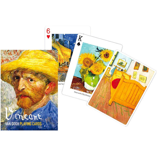 Francia kártya 1x55-ös „Van Gogh” készlet dobozzal, híres festményekből készült élénk színű művészeti grafikákkal.