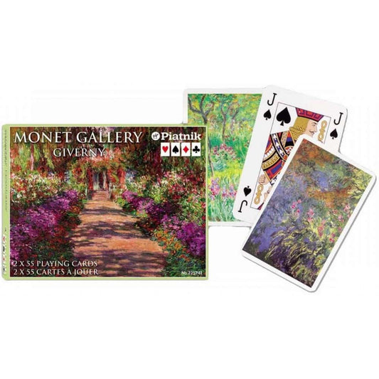 Francia kártya 2x55-ös „Monet Gallery Giverny” készlet díszdobozzal, Claude Monet giverny-i kertjeit ábrázoló impresszionista festményekkel díszített játékkártyákkal.