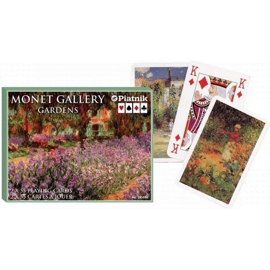 Francia kártya 2x55-ös „Monet Gallery Gardens” készlet díszdobozzal, Claude Monet kertfestményeivel és impresszionista stílusú grafikákkal díszített játékkártyákkal.